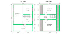 планировка каркасного дома 8x6 Автомалит