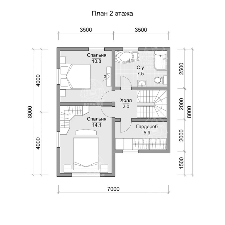 планировка каркасного дома 8,5x8