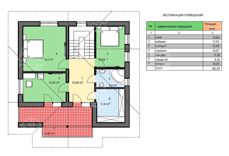 планировка каркасного дома 12,9x10,4