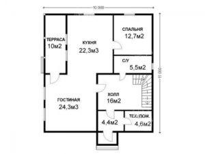 планировка каркасного дома 11x10 Хризоколла