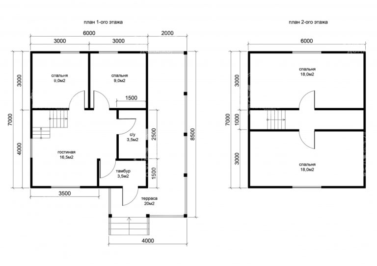 планировка каркасного дома 7x6 Титанит