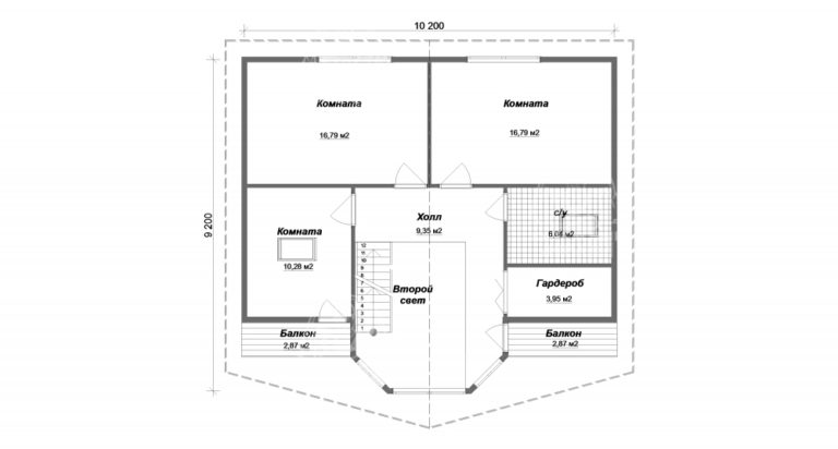 планировка каркасного дома 10,2x9,2 Шерл