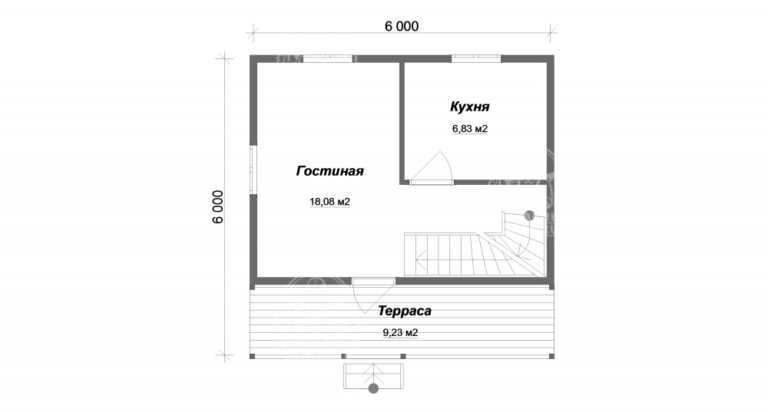 планировка каркасного дома 6x6 Хризоберилл