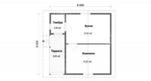 планировка каркасного дома 6x6 Аметрин