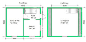 планировка каркасного дома 5x6