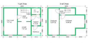 планировка каркасного дома 6x8