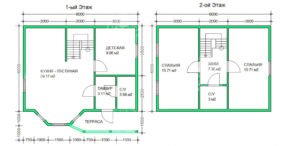 каркасный дом 7,5x8 планировка