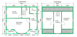 планировка каркасного дома 7x8