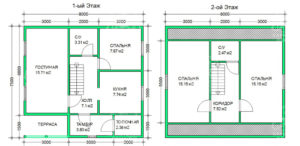 планировка каркасного дома 8x7,5 Жадеит
