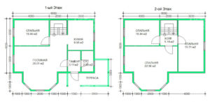 планировка каркасного дома 9x8 Турмалин