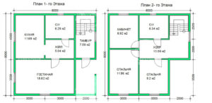 каркасный дом 8x8 планировка 