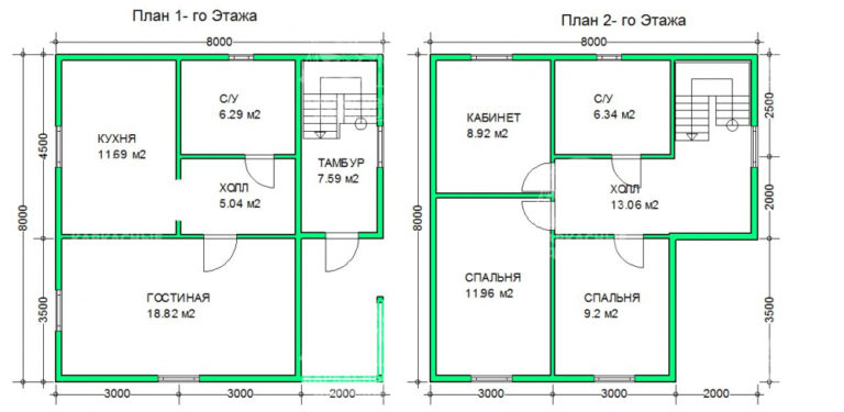 каркасный дом 8x8 планировка 