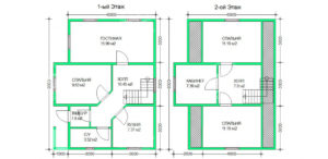 планировка каркасного дома 9x7 Туркенит