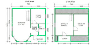 планировка каркасного дома 7x7