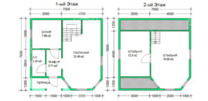 планировка каркасного дома 7x7 Джиразоль