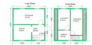 планировка каркасного дома 6x6 Лабрадор
