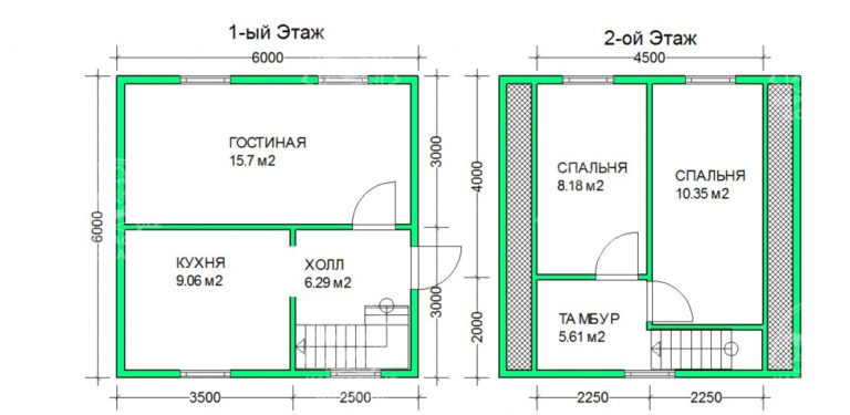 планировка каркасного дома 6x6 Лабрадор