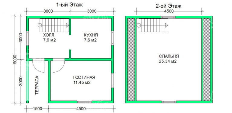 планировка каркасного дома 6x6