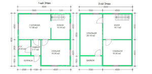 планировка каркасного дома 8x8 Родолит