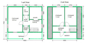 планировка каркасного дома 7,5x8 Цитрин