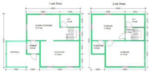 планировка каркасного дома 11x8