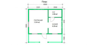 планировка каркасного дома 6x6 Гроссуляр