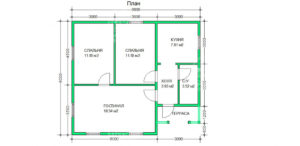 планировка каркасного дома 9x8 Аксинит