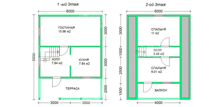планировка каркасного дома 8x6 Стеатит