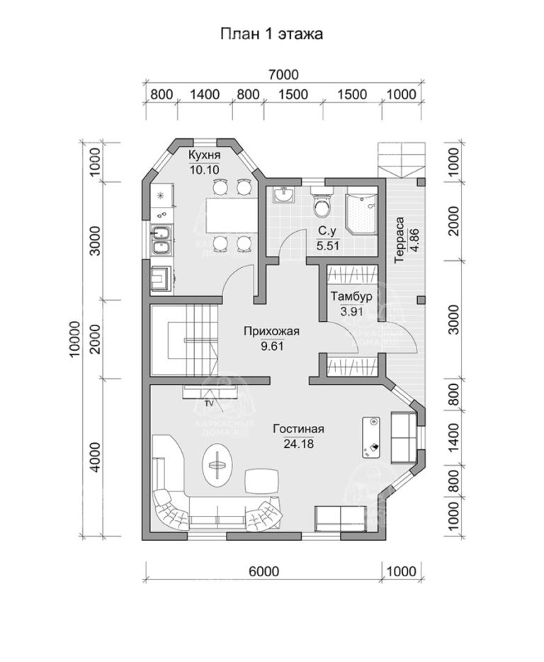 планировка каркасного дома Янтарь