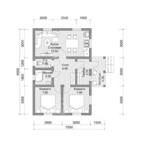 планировка каркасного дома Сапфир