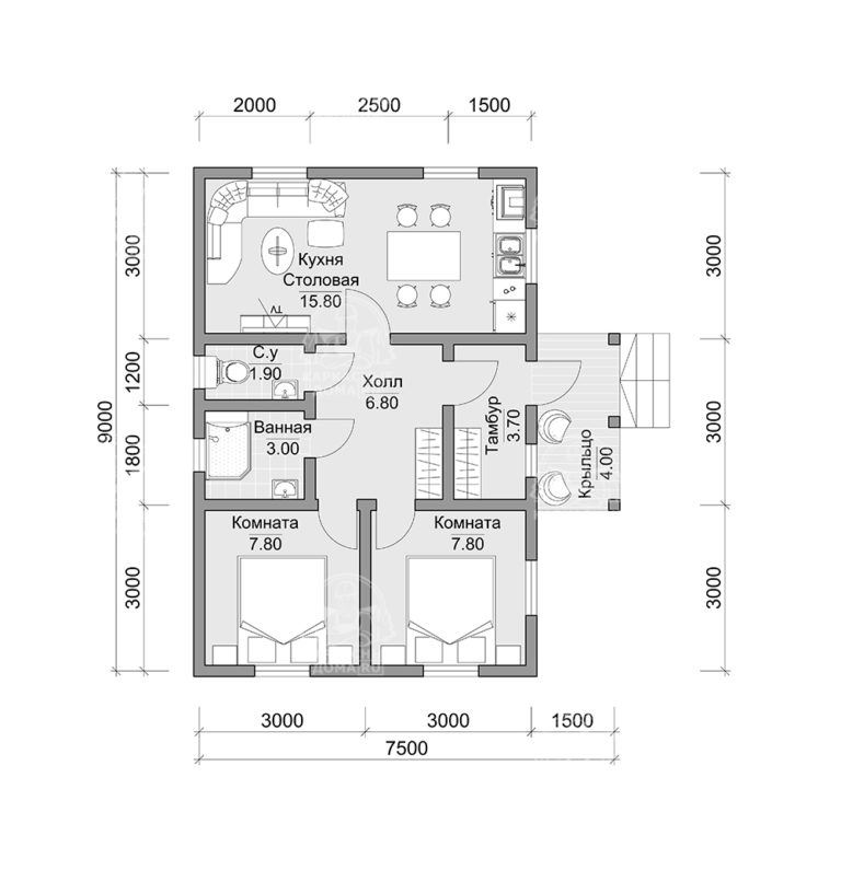 планировка каркасного дома Сапфир