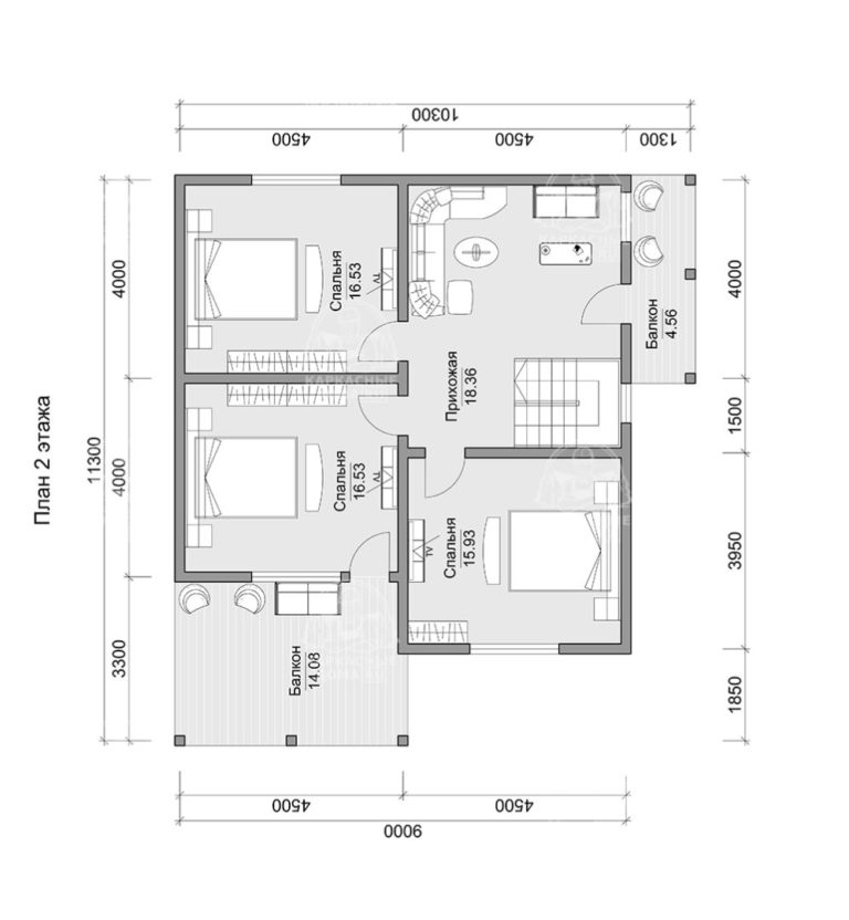 планировка каркасного дома 11,3x10,3