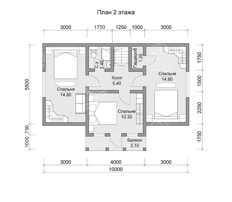 планировка каркасного дома 10x8