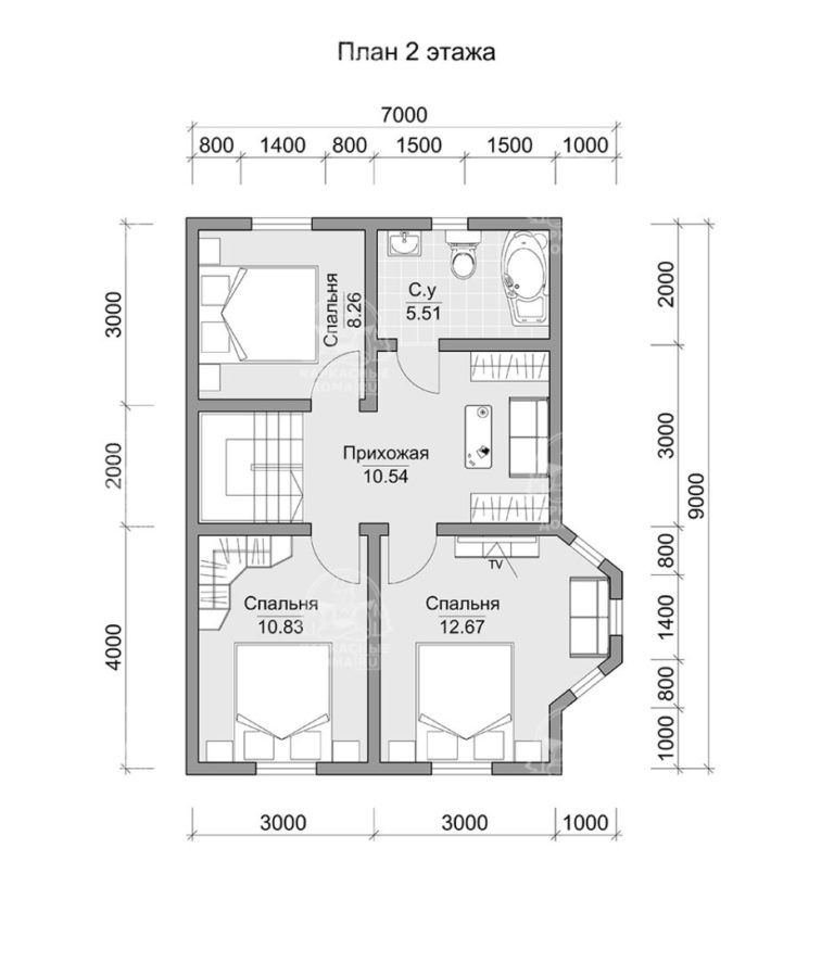 планировка каркасного дома 10x7