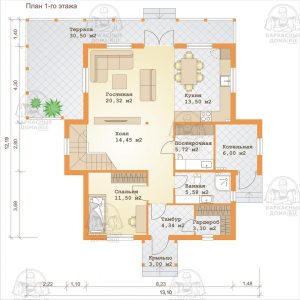 планировка каркасного дома 12x13