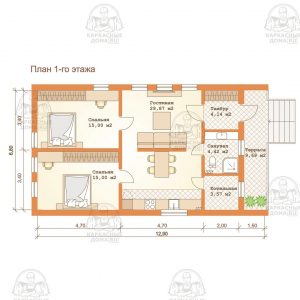 планировка каркасного дома 7x13
