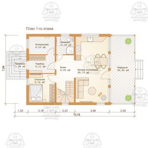 планировка каркасного дома 8x14 Диопсид
