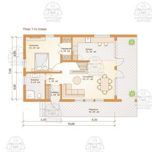 планировка каркасного дома 7x10 Андалузит 