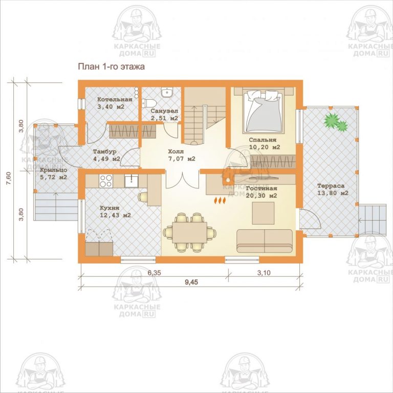 планировка каркасного дома Индиголит