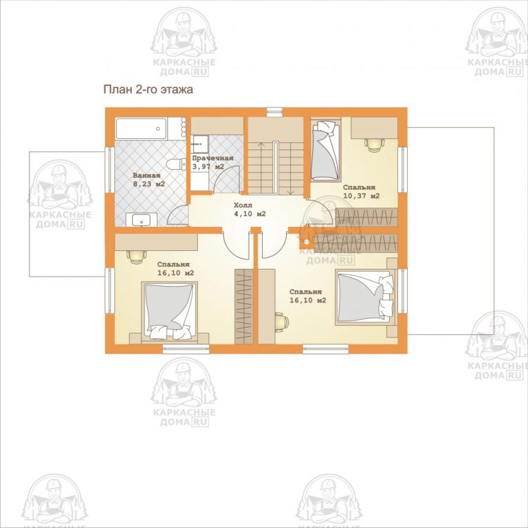 планировка каркасного дома 9,5x7,5
